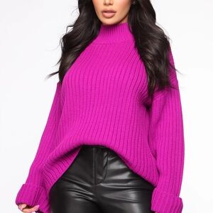 Vibrant Pink Women's knitted long sleeve purple Sweater